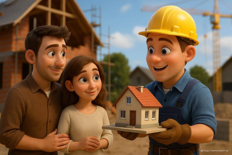 Couple recevant maquette maison constructeur