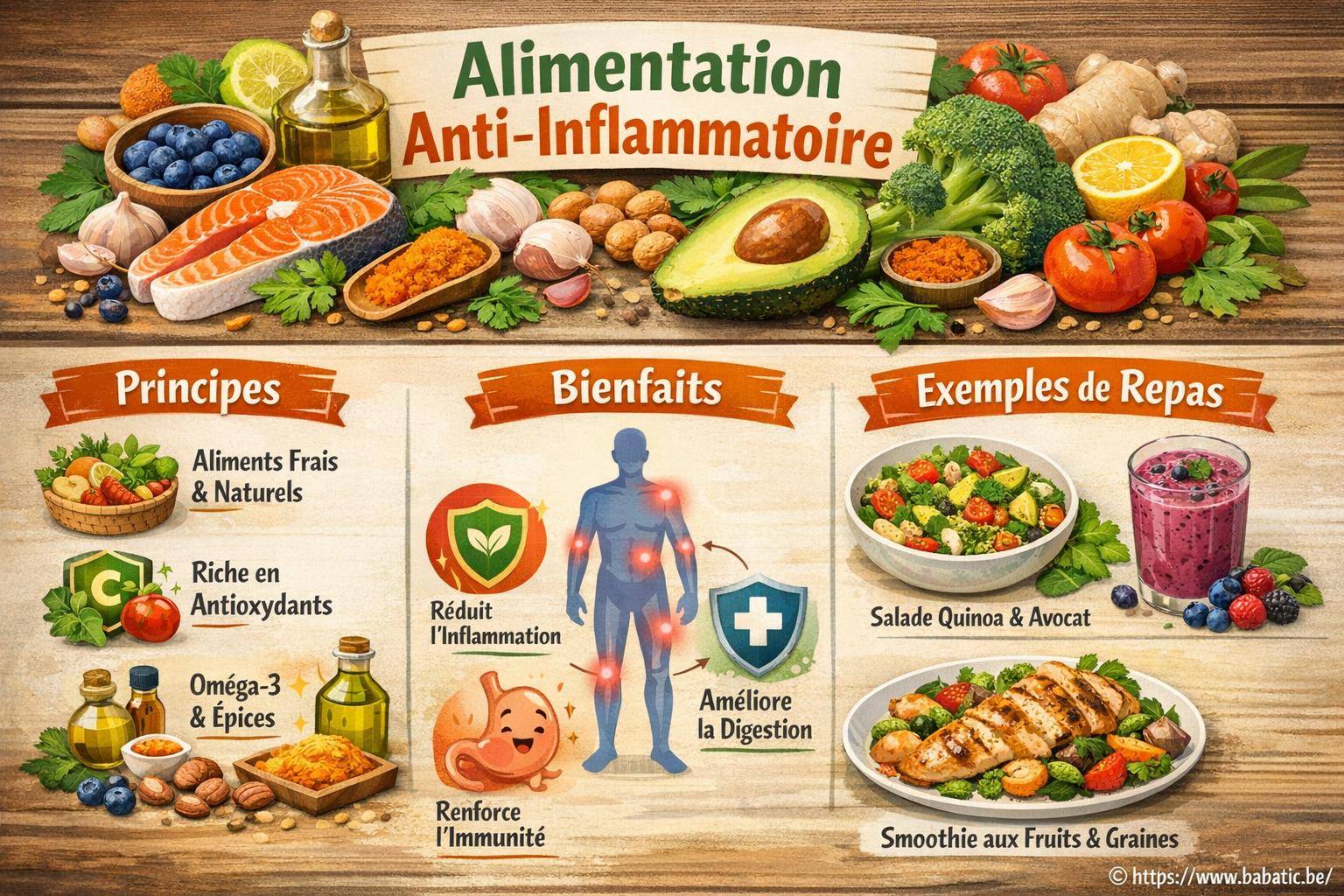 Alimentation anti-inflammatoire : principes, bienfaits et idées de repas